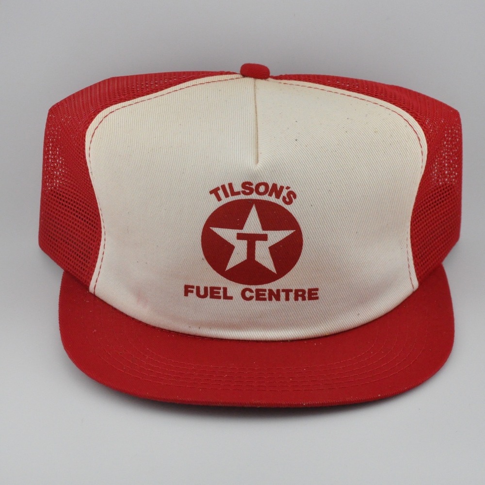 K-Brand‎ Trucker Hat OS Red Excellent Vintage Tilsons Fuel Centre Snapback